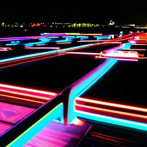 Атмосфера ночных трасс с их мягким неоном Атмосфера ночных трасс с их мягким неоном